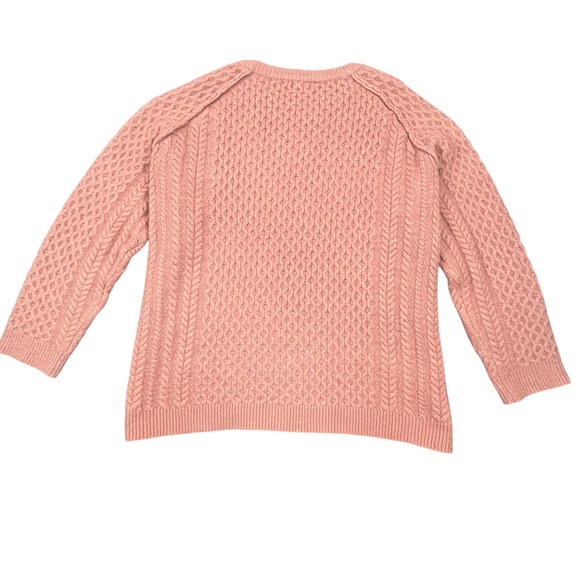 Pink Lily Cable Knit Raglan Sweater Women's Rose Pink Cozy Textured Size L - Picture 4 of 6